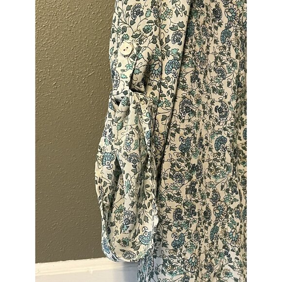 Soft Surroundings Top Women Size Medium Pullover‎ Tunic Henley Floral Roll Tab - Picture 5 of 13